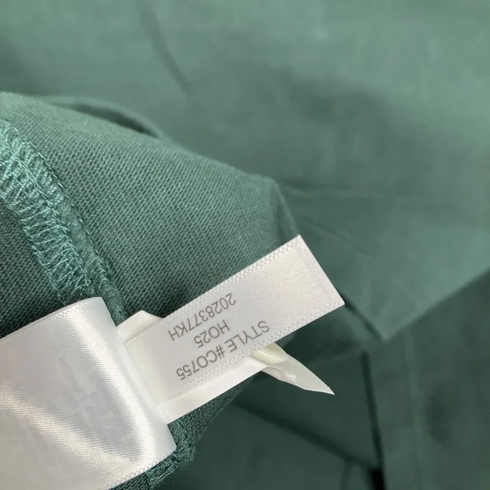 J.Crew Rugby Shirt Mens XL Tall Green Contrast Collar Striped Placket Preppy